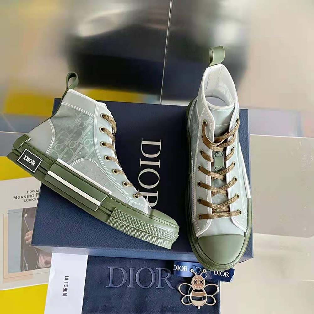 GIÀY DIOR B23 High-Top Sneaker White and Navy Blue Dior Oblique Canvas