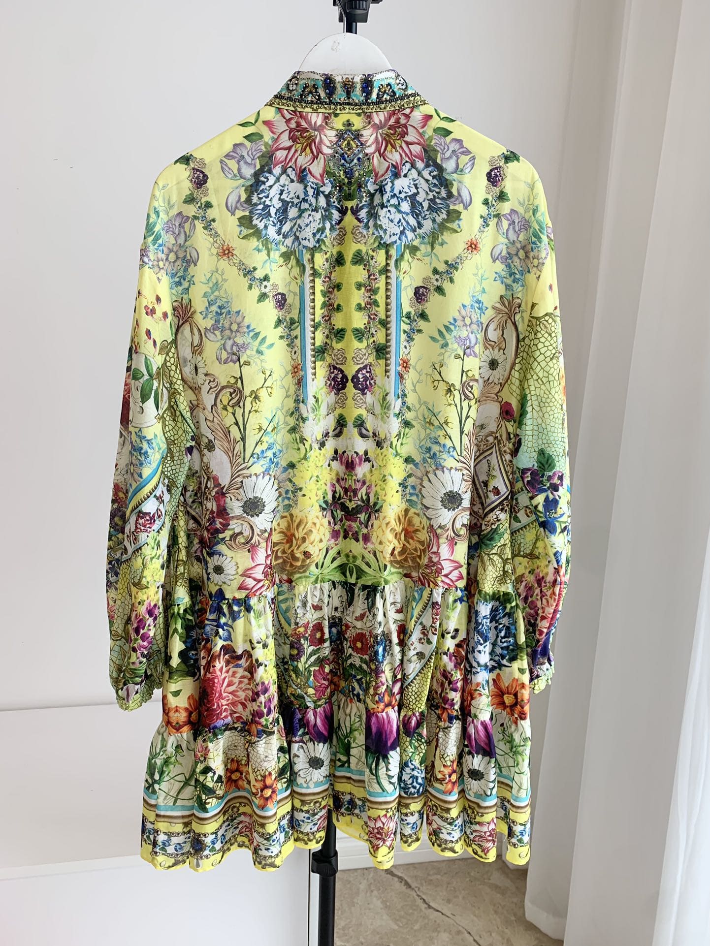 VÁY CAMILLA SQUARE NECK Floral Silk Diamond Mid Dress High Classy