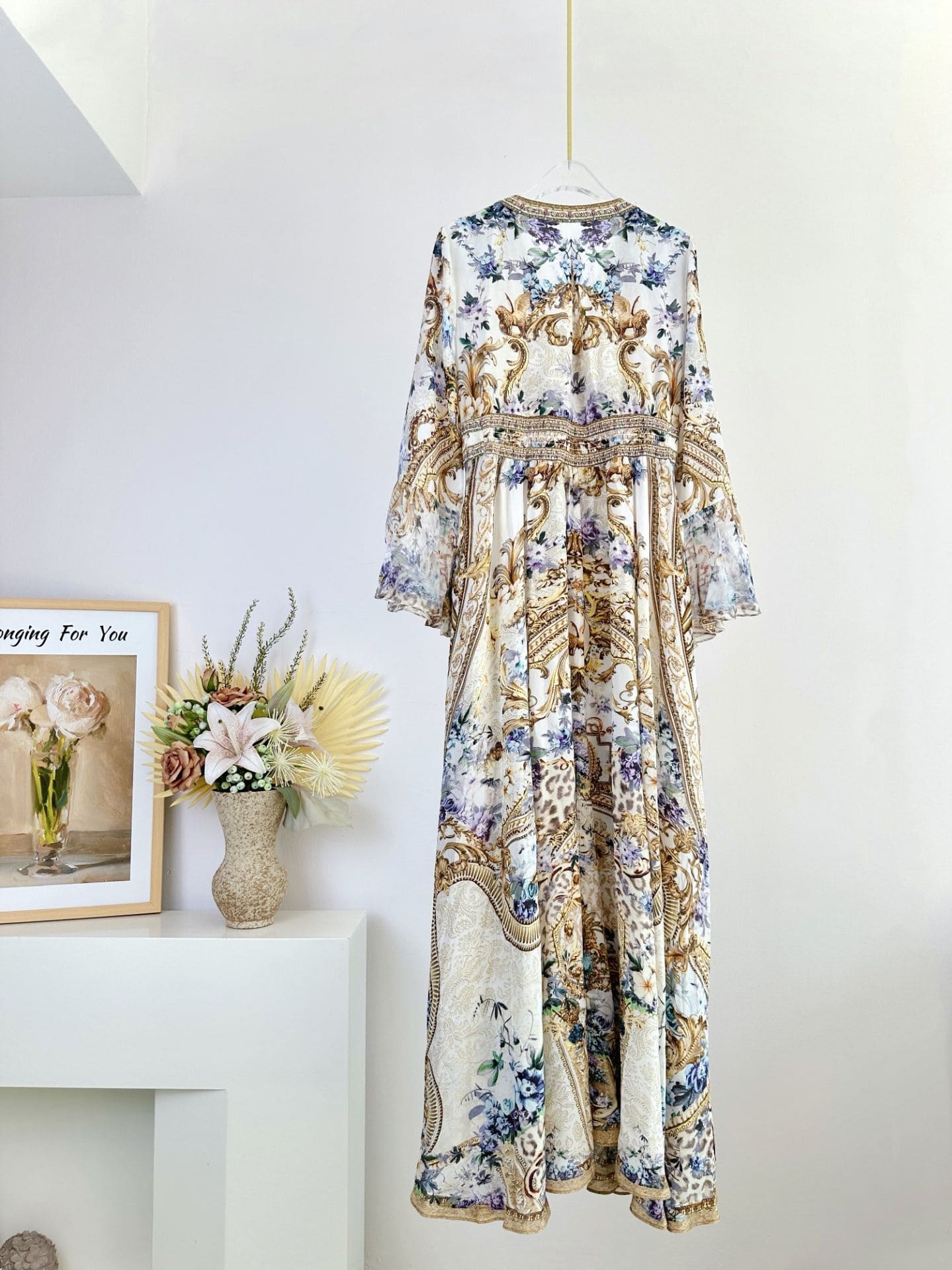 VÁY CAMILLA Silk Embellished V-Neck Maxi Dress High Classy