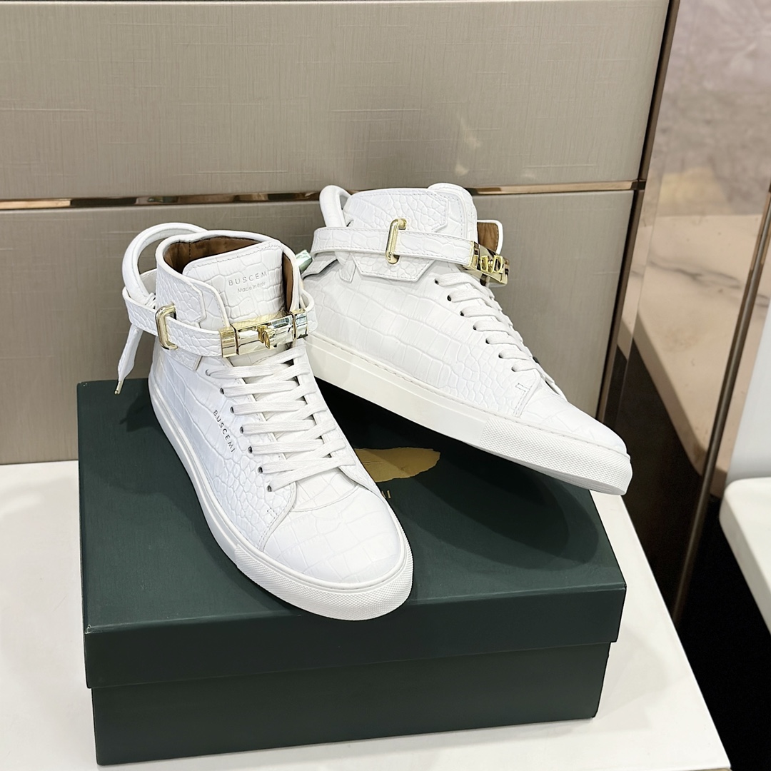 GIÀY BUSCEMI WHITE HIGH TOP SHOES AAA