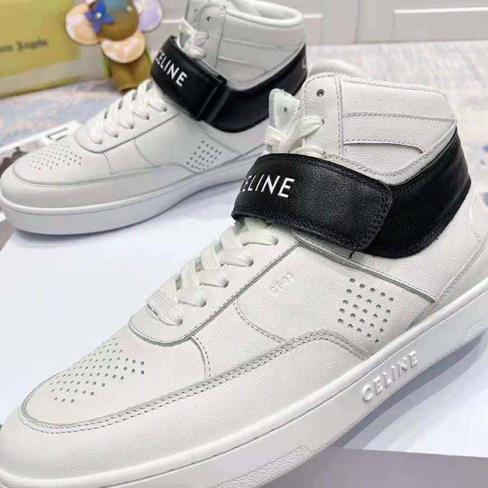 GIÀY CELINE High Sneaker with Scratch in Calfskin-White