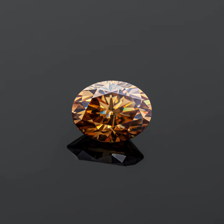 KIM CƯƠNG Oval Cut Champagne Loose Moissanite Stone