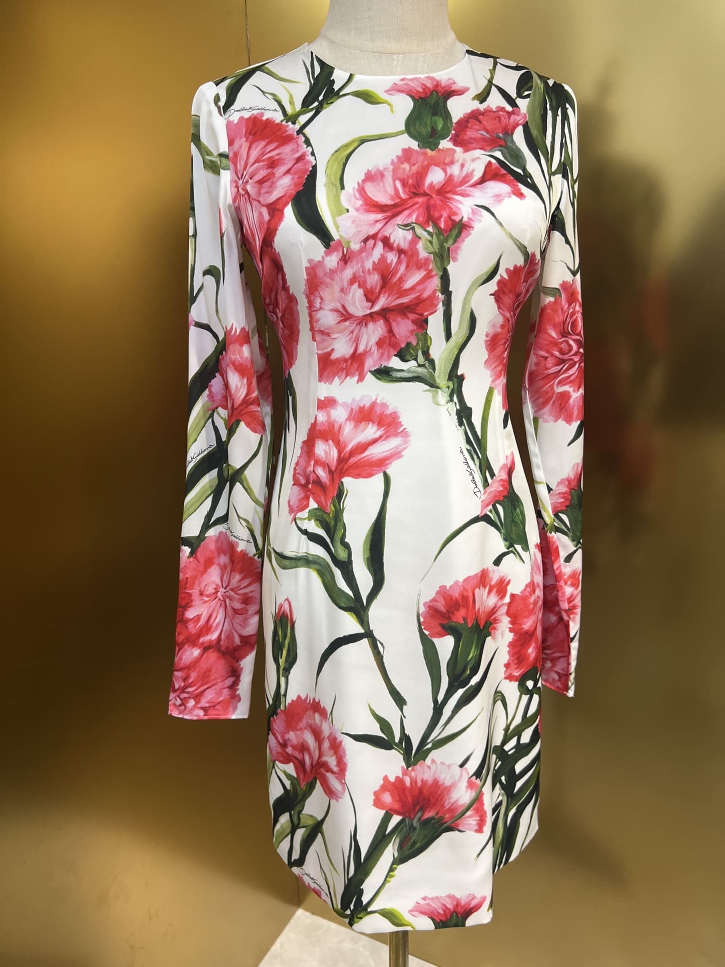 VÁY DOLCE & GABBANA Party Midi Dress High Classy Hoa Cẩm Chướng