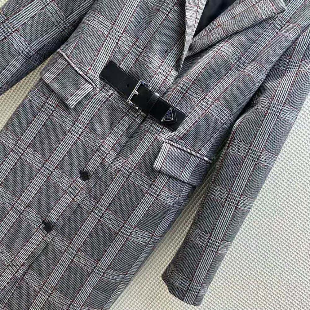 ÁO Prada Women Single-breasted Prince of Wales Mouliné Coat