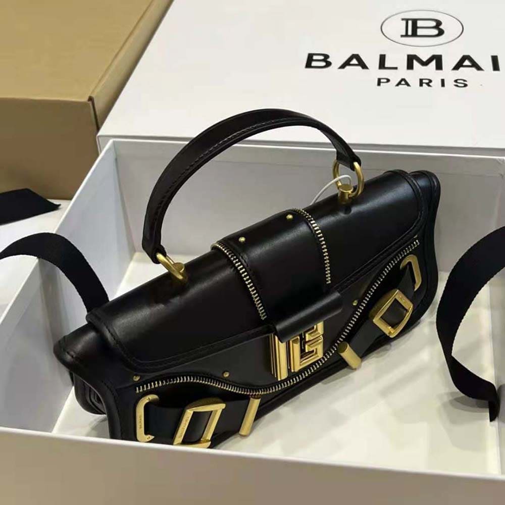 TÚI Balmain Women Blaze Clutch Bag in Smooth Leather-Black