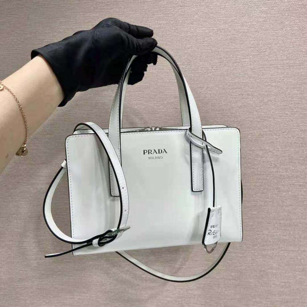 TÚI Prada Women Re-Edition 1995 Brushed-Leather Mini Handbag-White