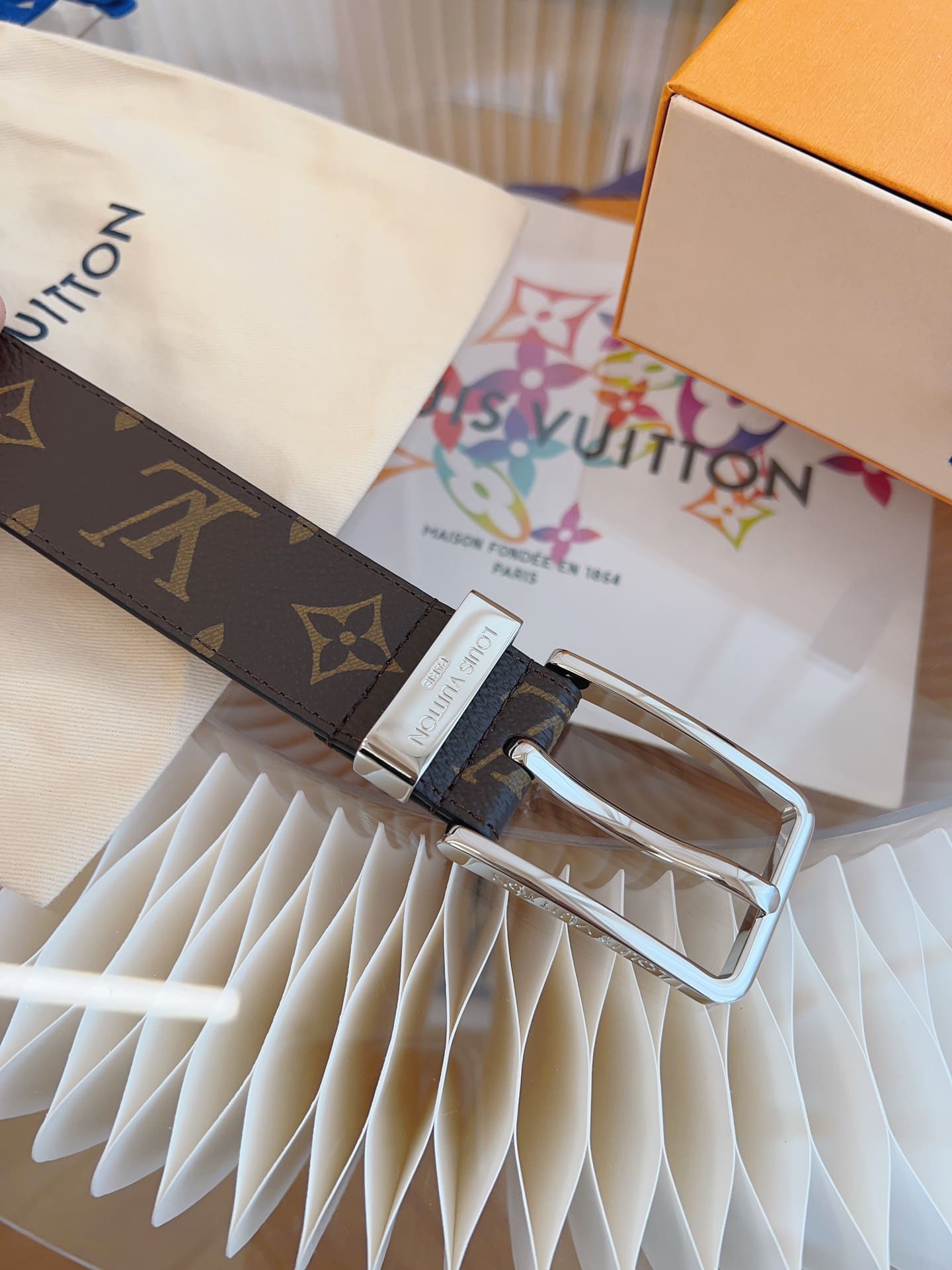 DÂY LƯNG LOUIS VUITTON BROWN MONOGRAM LEATHER Khóa bạc