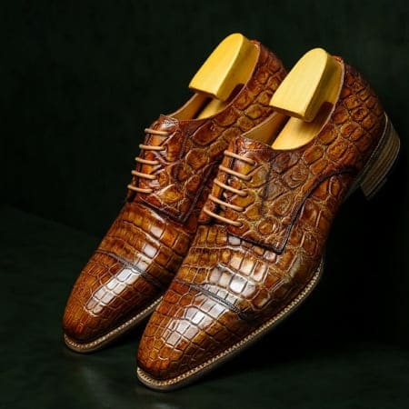 Giày da cổ điển Alligator Cap-Toe Derby lót da da cá sấu Alligator