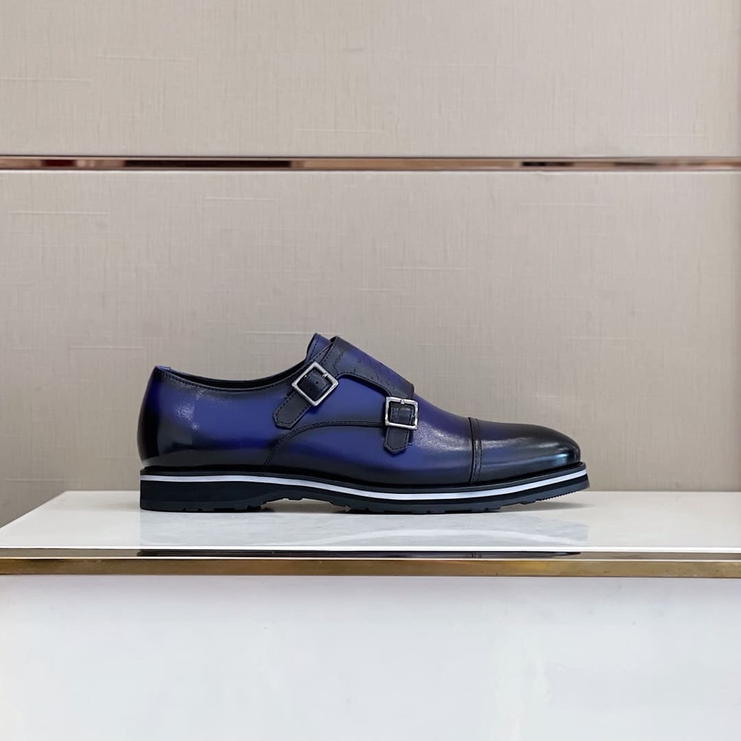 GIÀY BERLUTI MONK BLUE HANDMADE TOP QUALITY SHOES AAA
