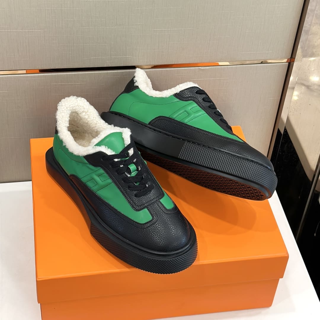 GIÀY HERMES SNEAKER LOW SPORTS CAFLSIN FUR GREEN