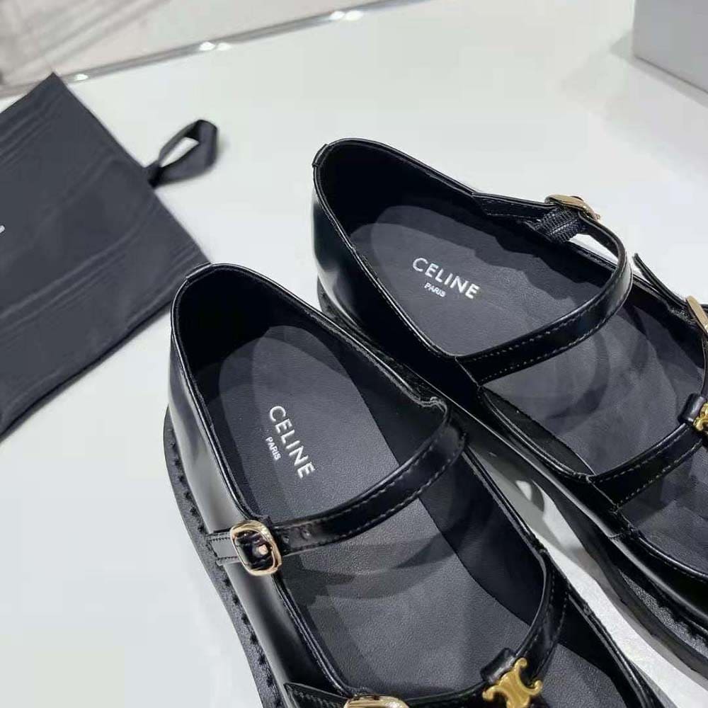 GIÀY Celine Women Bulky Babies Triomphe in Polished Bull-Black