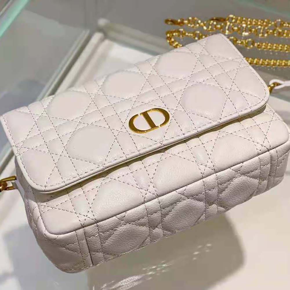 TÚI Dior Women Caro Pouch Latte Supple Cannage Calfskin