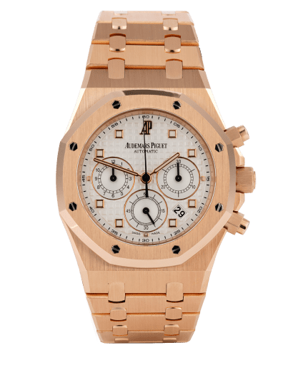 Đồng hồ Audemars Piguet Royal Oak Chronograph Rose Gold mặt số màu trắng