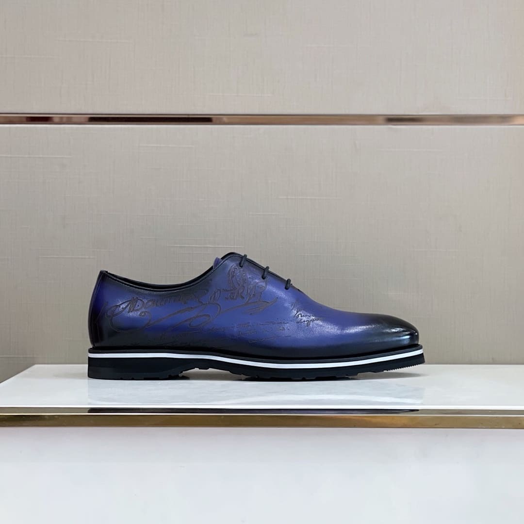 GIÀY BERLUTI OXFORD BLUE HANDMADE TOP QUALITY SHOES AAA