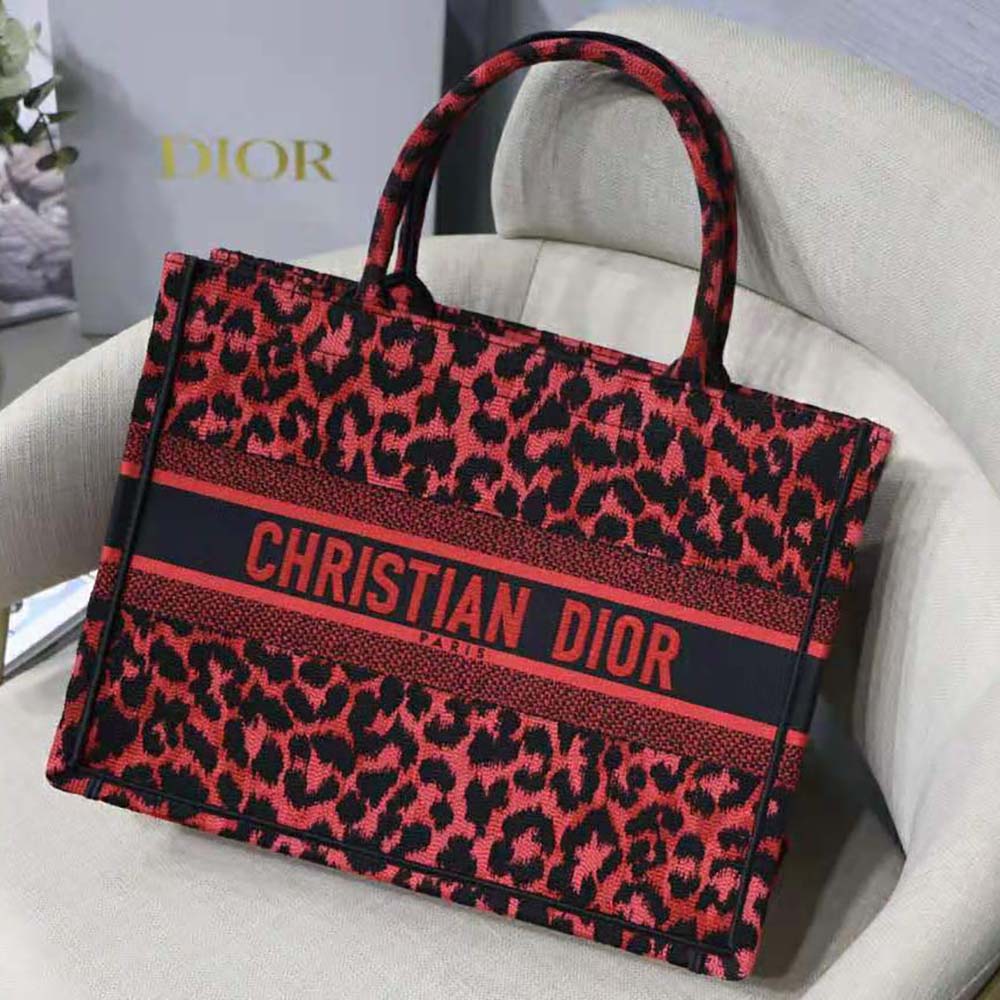 TÚI Dior Women Small Dior Book Tote Raspberry Pop Mizza Embroidery
