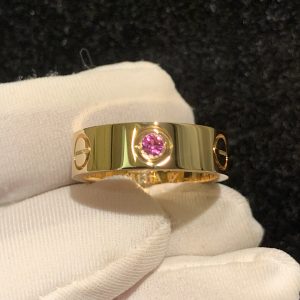 Nhẫn Cartier Love đính đá nhiều màu vàng hồng 18K
