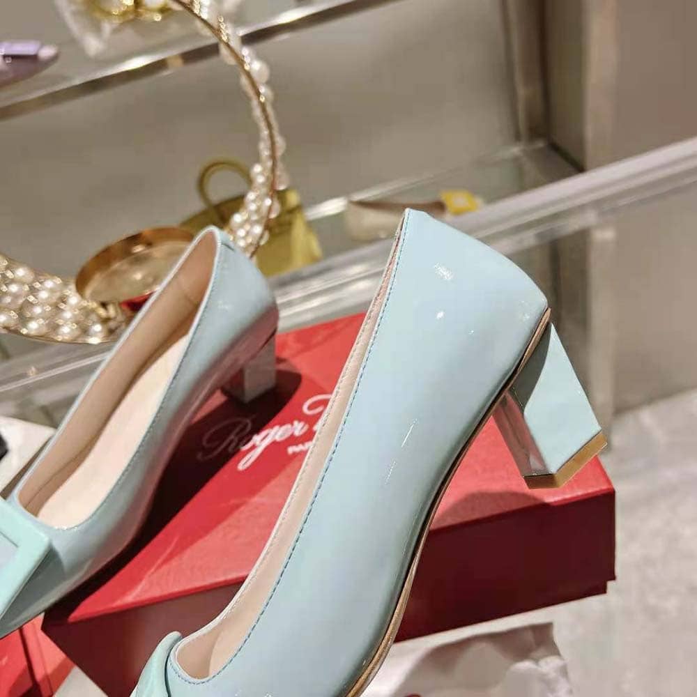 GIÀY Roger Vivier Women Patent Leather Belle Vivier Pumps-Aqua