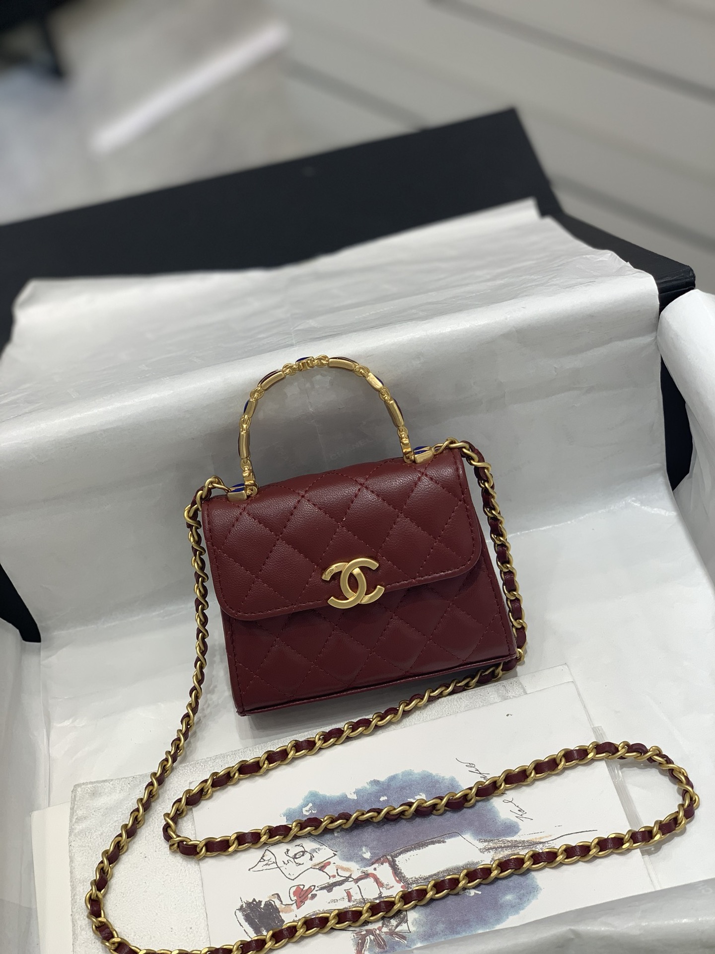 TÚI Chanel mini 22S maroon đỏ đậm