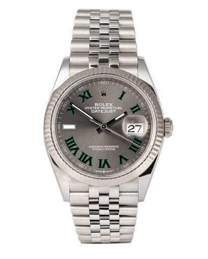 Đồng hồ Rolex Datejust Wimbledon cọc số La Mã xanh lá cây