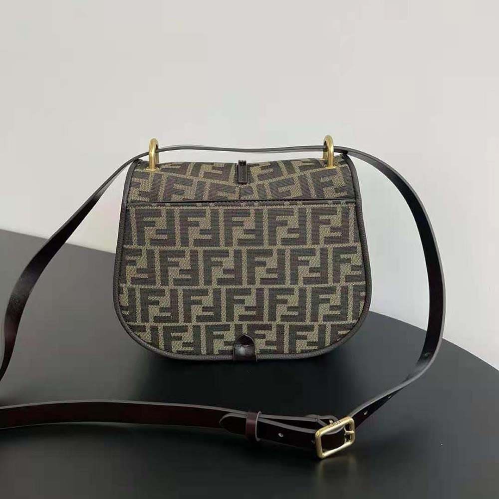 TÚI FENDI Women C’mon Small Brown FF Jacquard Fabric Bag