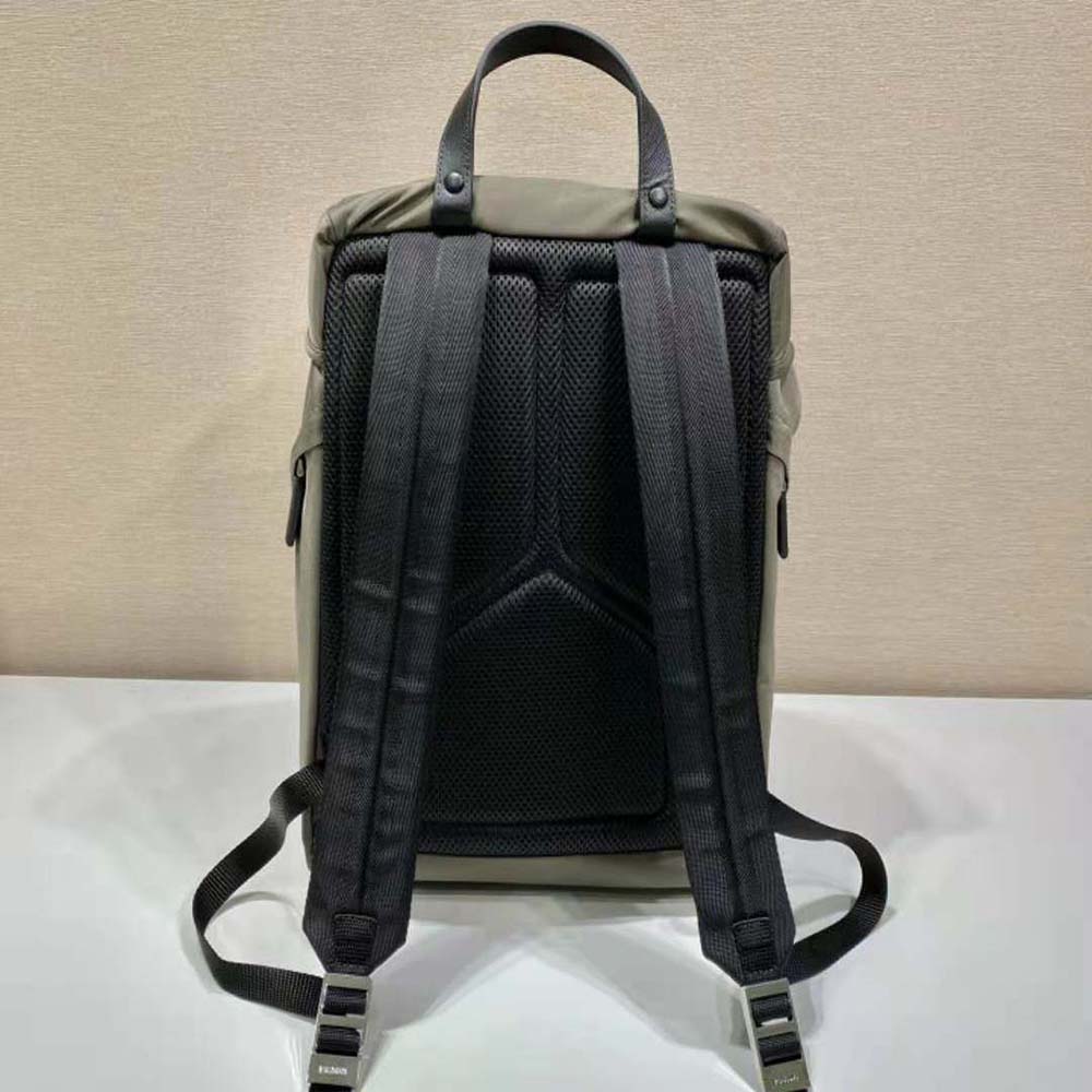 BALO PRADA Re-Nylon and Saffiano Leather Backpack-Gray