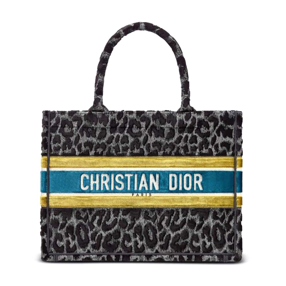 TÚI Dior Book Tote Gray Mizza Embroidered Velvet