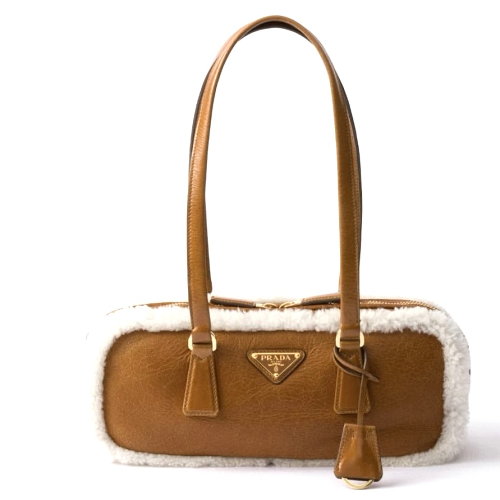 TÚI PRADA Bucket Goatskin and Goat fur Women da và lông cừu
