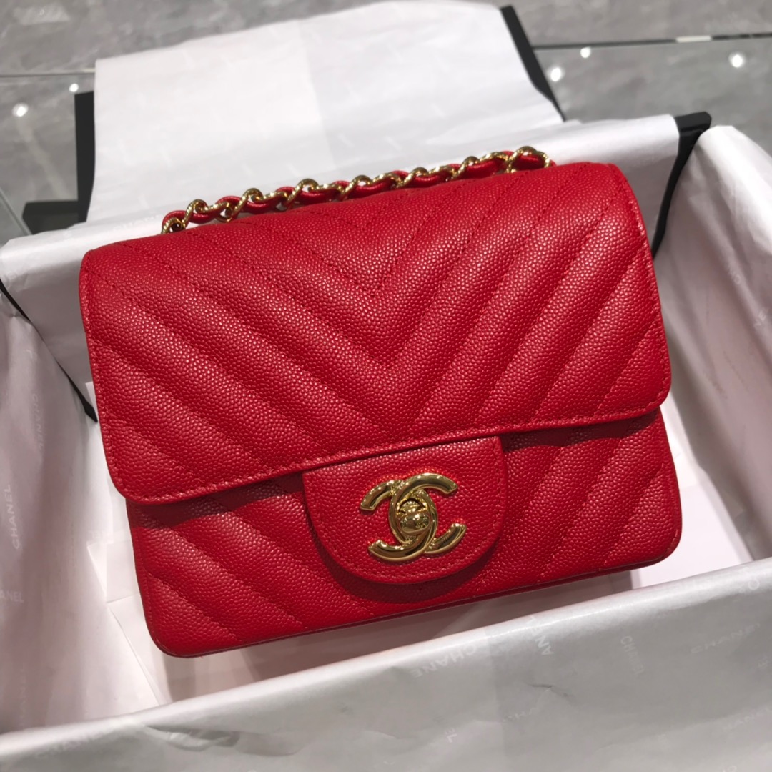 TÚI CHANEL CHEVRON DIAMOND CAVIAR RED DA HAAS 19