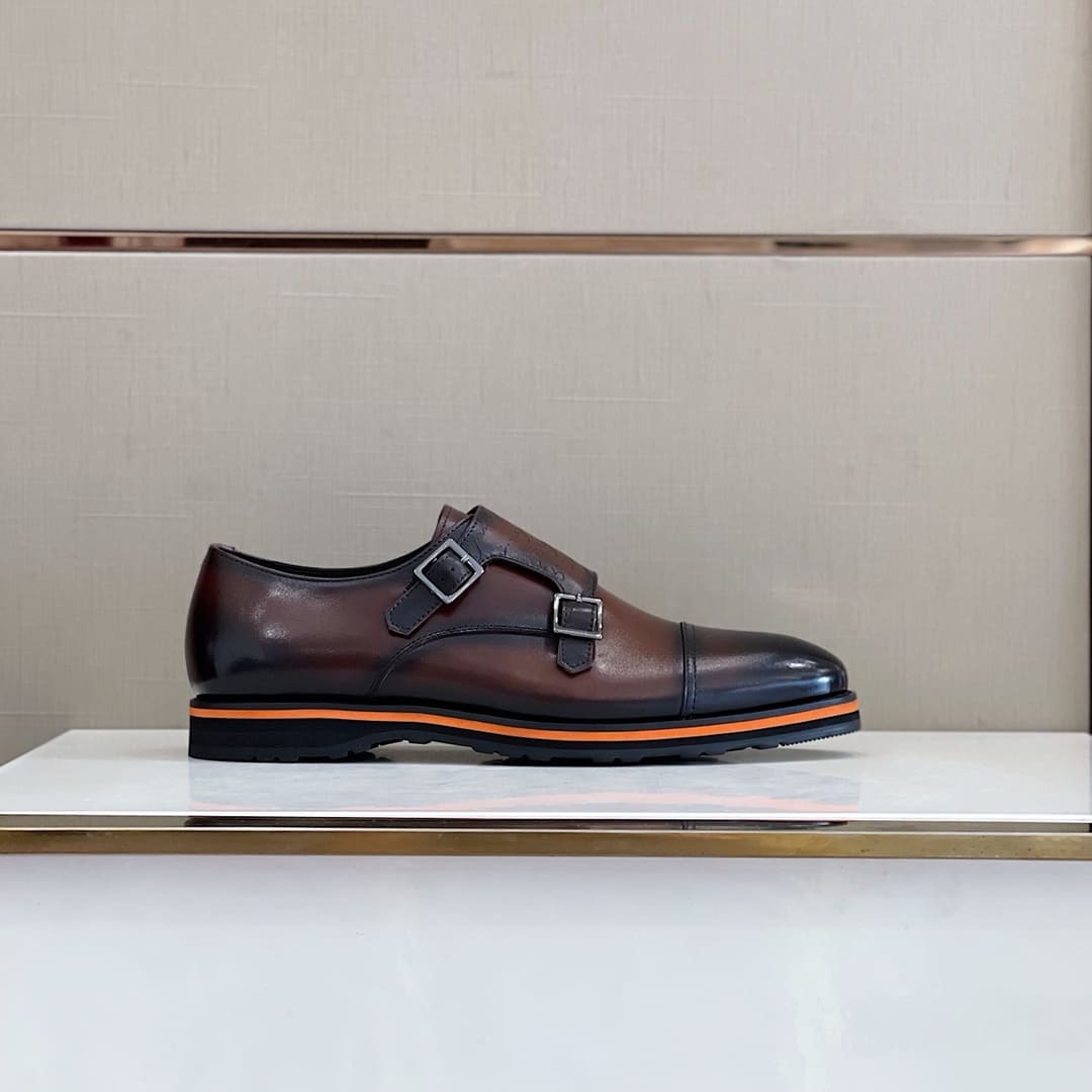 GIÀY BERLUTI MONK COGNAC HANDMADE TOP QUALITY SHOES AAA