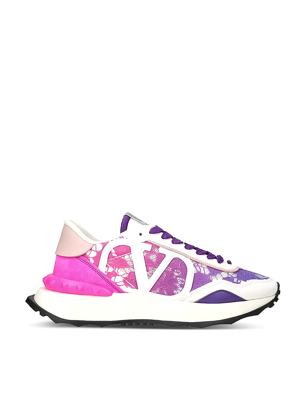 GIÀY VALENTINO GARAVANI Lace Runner branded mesh and lace low-top trainers