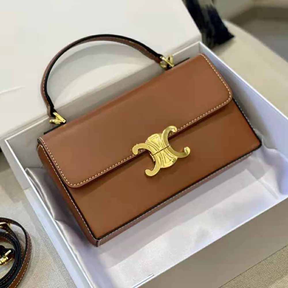 TÚI Celine Women Box Triomphe in Natural Calfskin-Tan