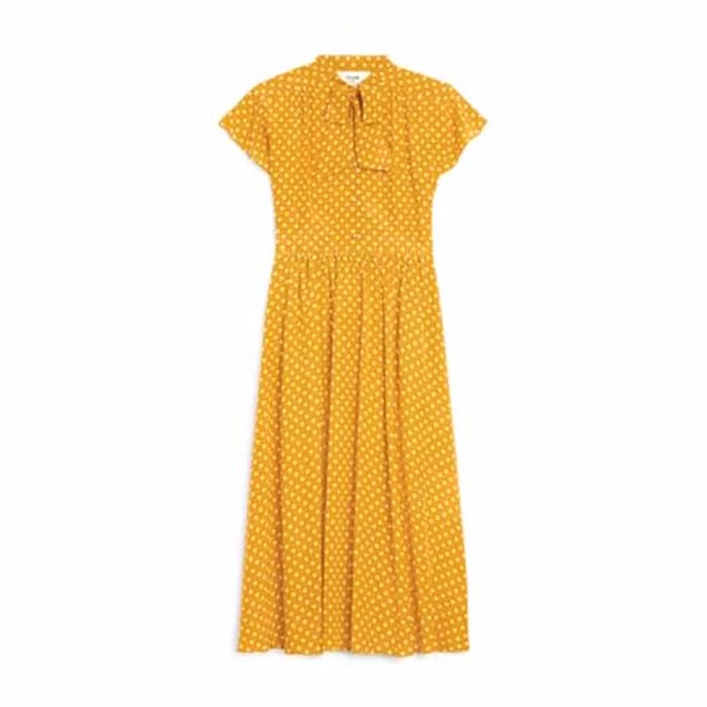 VÁY Celine Women Lavalliere Dress in Crepe De Chine-Yellow