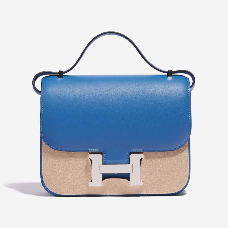 TÚI Hermès Constance 18 Swift Blue Mykonos Blue Encre Silver Buckle khóa trắng