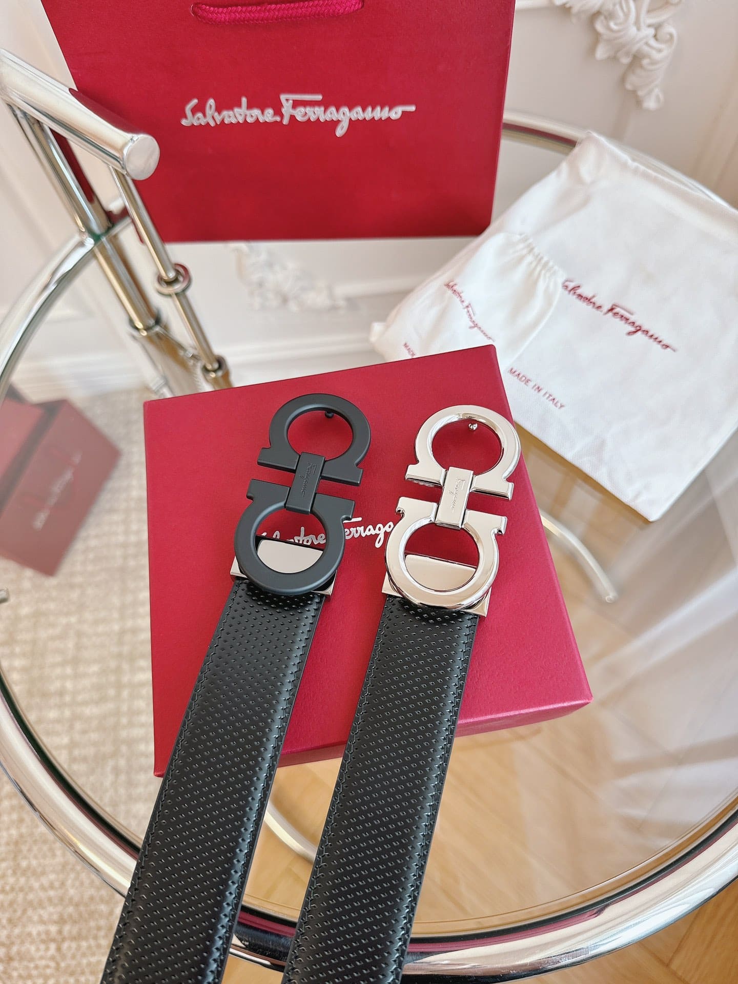 DÂY LƯNG Salvatore Ferragamo Adjustable Gancini Belt Khóa bạc
