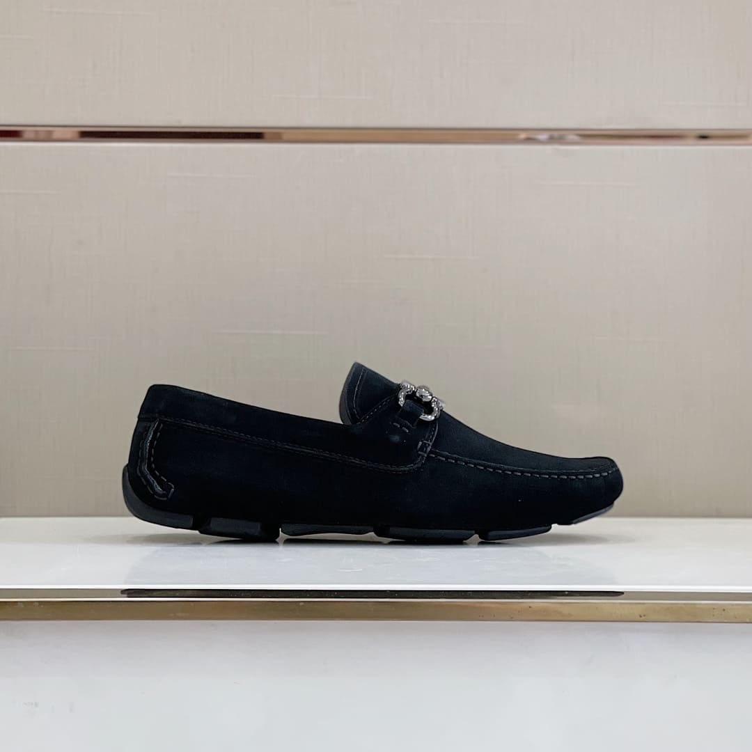 GIÀY SALVATORE FERRAGAMO DRIVING SUEDE BLACK TOP QUALITY SHOES AAA
