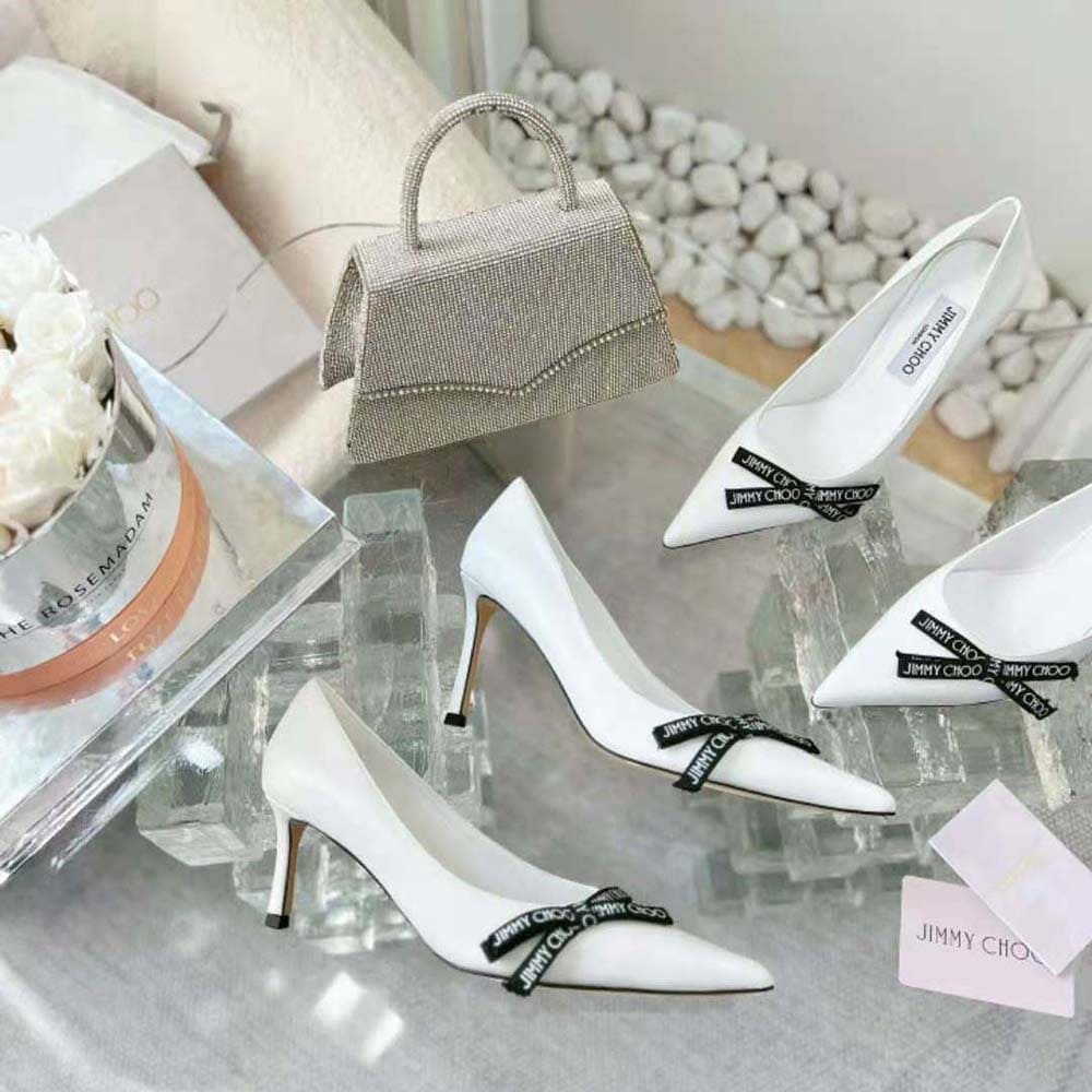 GIÀY Jimmy Choo Women Romy 85 Latte Nappa Leather Pumps with Jimmy Choo Bow