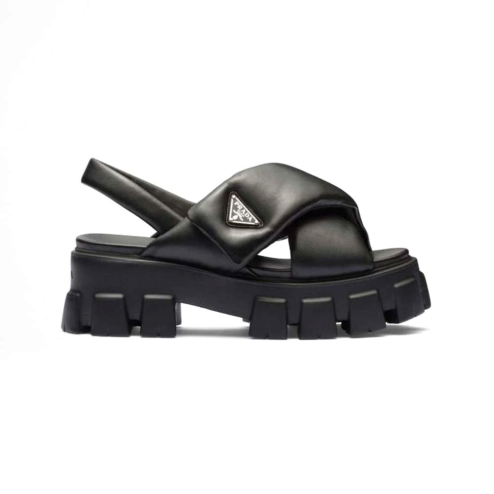 DÉP SANDAL Prada Women Monolith Padded Nappa Leather Sandals-Black