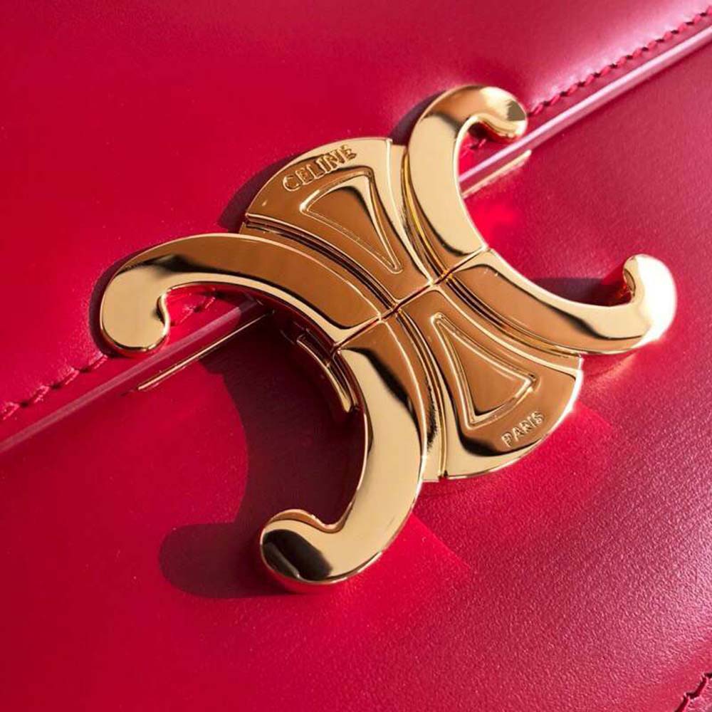 TÚI Celine Women Teen Triomphe Bag in Shiny Calfskin-Red