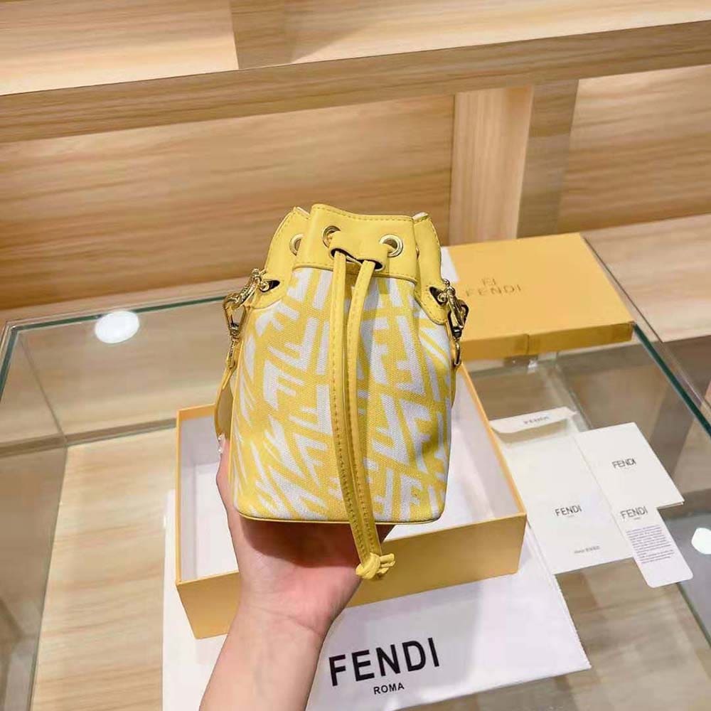 TÚI Fendi Women Mon Tresor Glazed Canvas Mini-Bag-Yellow