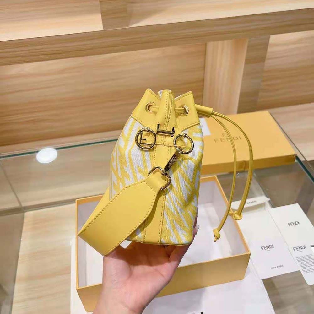 TÚI Fendi Women Mon Tresor Glazed Canvas Mini-Bag-Yellowt