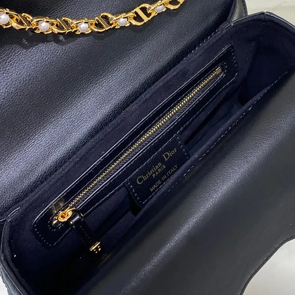 TÚI DIOR Small Dior Jolie Top Handle Bag Black Cannage Calfskin