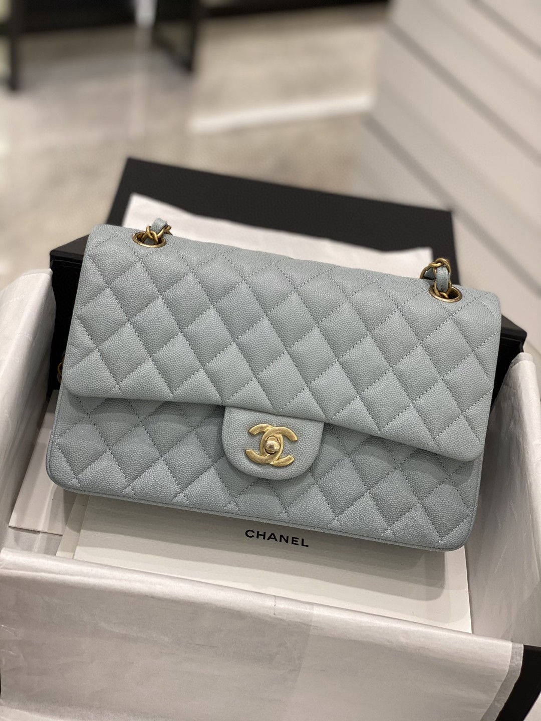 TÚI CHANEL CF 25 CAVIAR BLUE DA HAAS