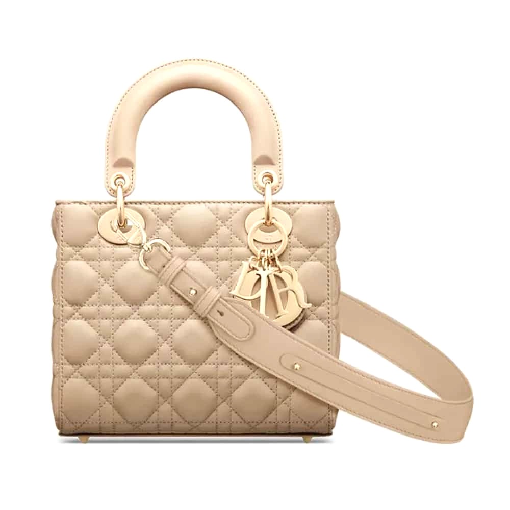 TÚI Dior Small Lady Dior My ABC Dior Bag Sand-Colored Cannage Lambskin da cừu
