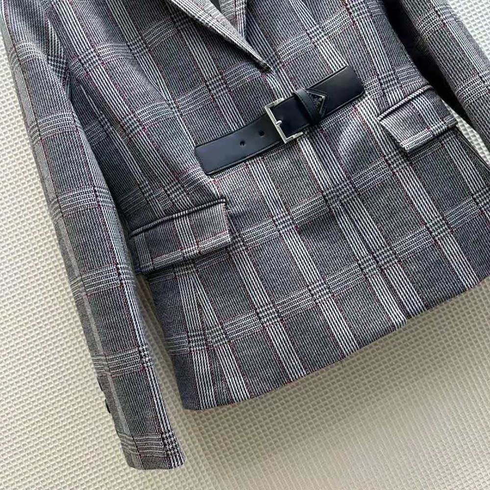 ÁO Prada Women Single-breasted Prince of Wales Jacket