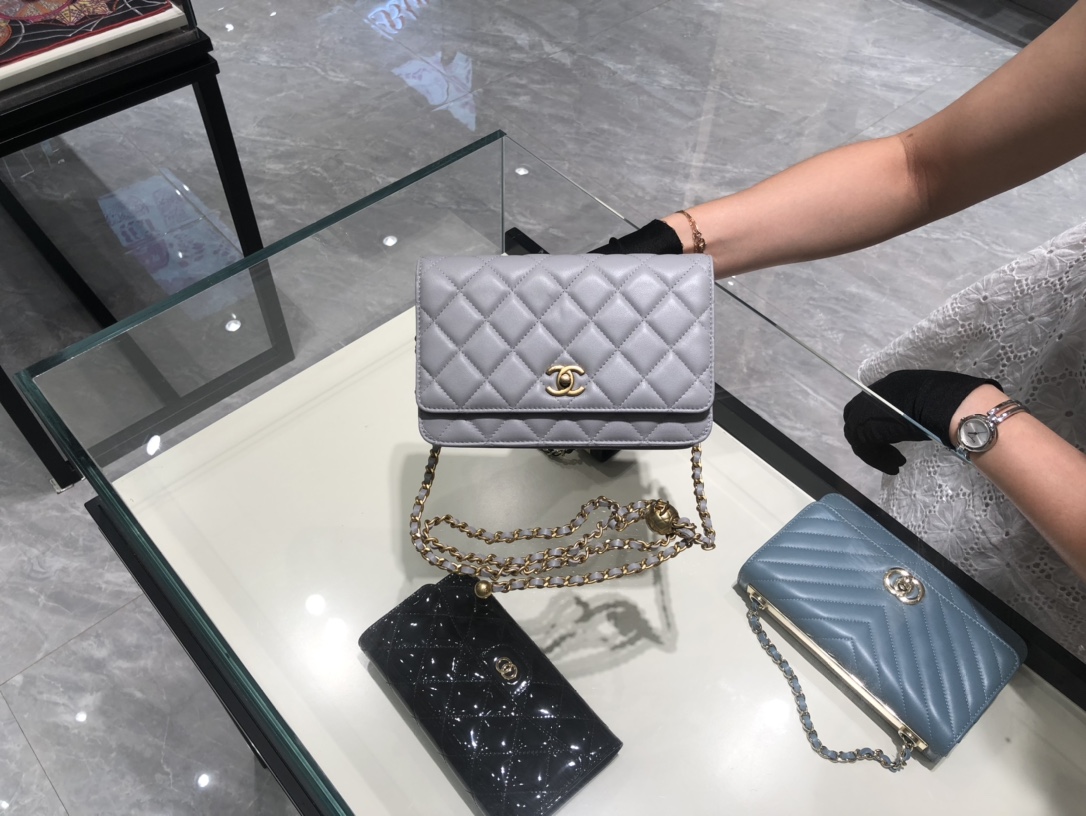 TÚI CHANEL DIAMOND LAMBSKIN GREY DA HAAS