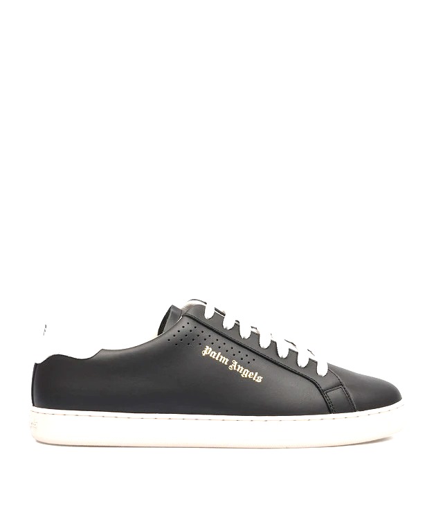 GIÀY PALM ANGELS BLACK LEATHER SNEAKERS WITH LOGO