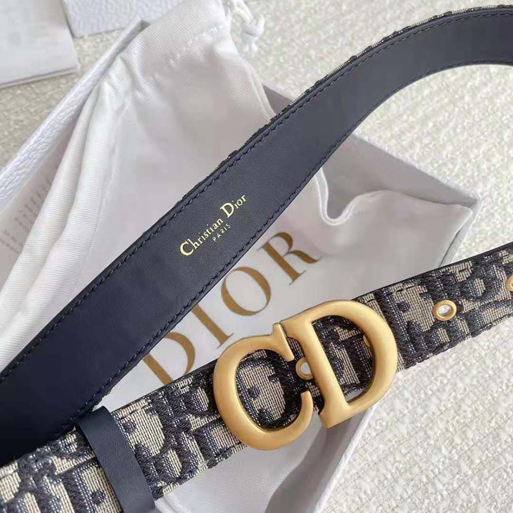 DÂY LƯNG Dior Women 30 Montaigne Belt Blue Dior Oblique Jacquard 35 MM