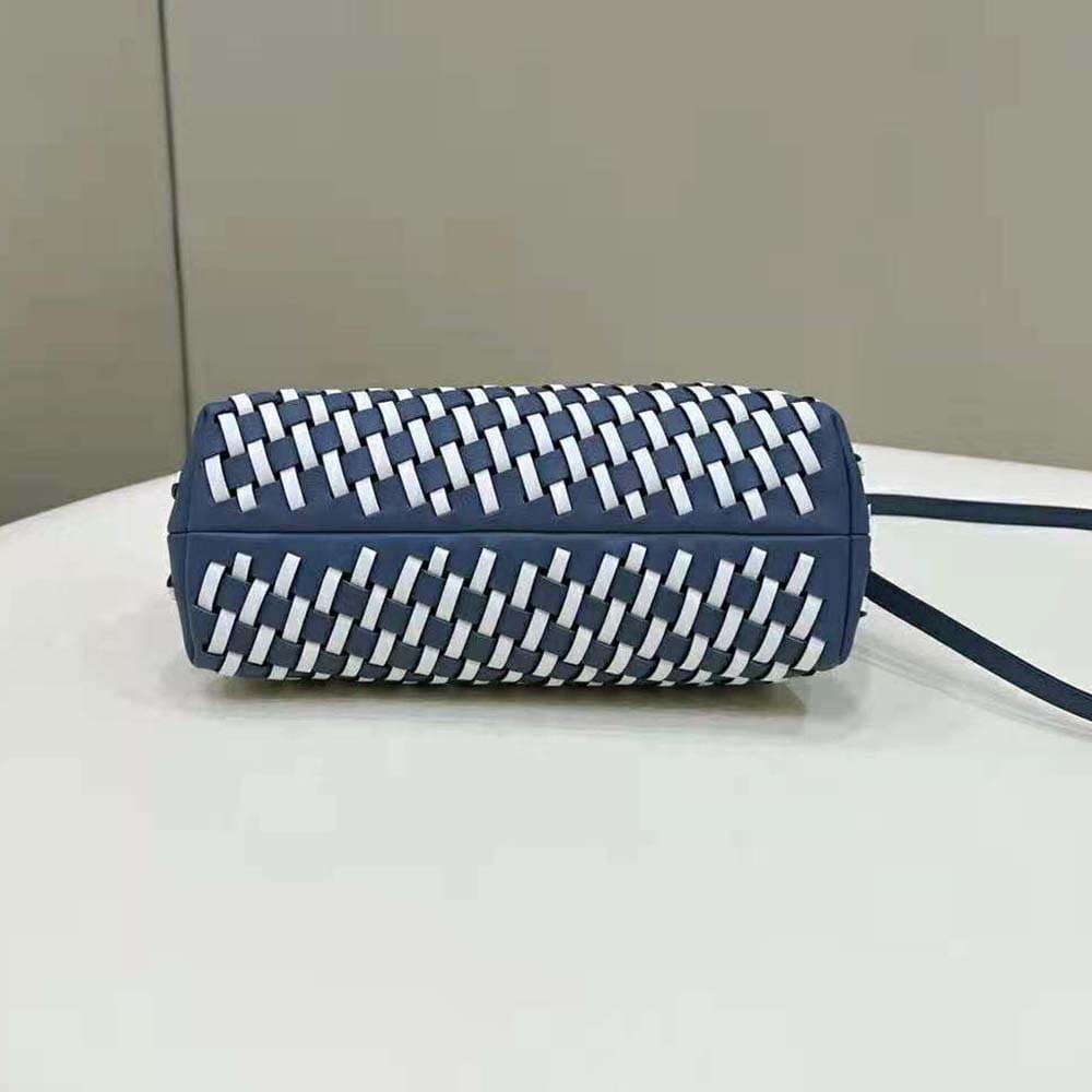 TÚI FENDI Women First Small White and Blue Woven Leather Bag