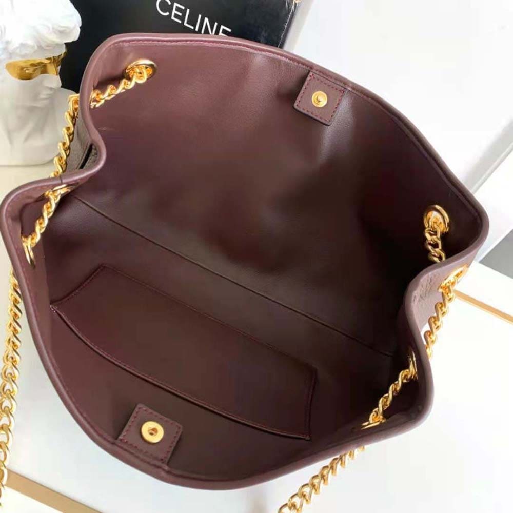 TÚI Celine Women Medium Newspaper Bag in Supple Calfskin-Maroon
