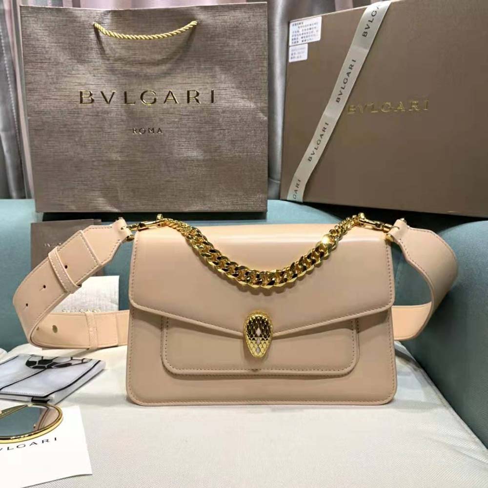 TÚI Bvlgari Women Serpenti Forever Crossbody Bag in Nappa Leather-Sandy
